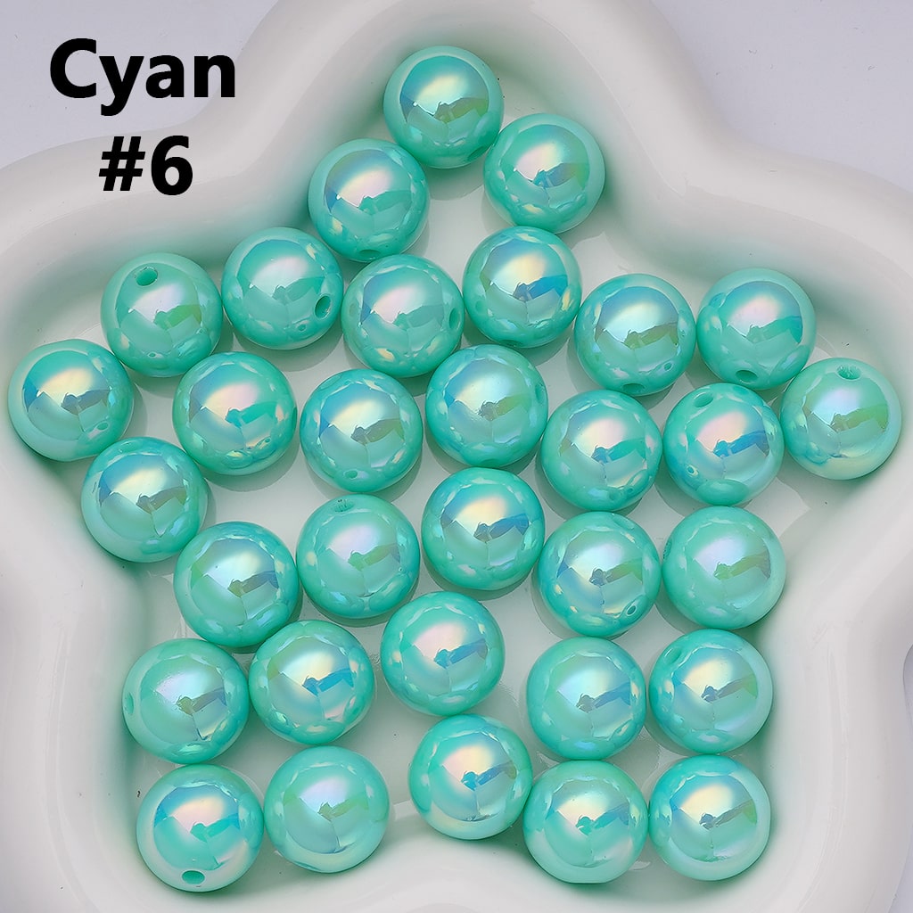 UV Coating Shiny Solid Color Round Acrylic Beads, 16MM