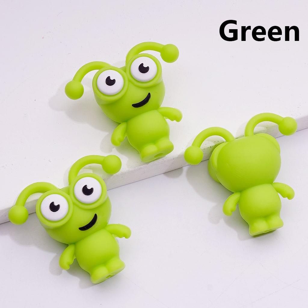 3D Mini Multi-color Bug Worm Insect with Big Eyes Silicone Focal Beads