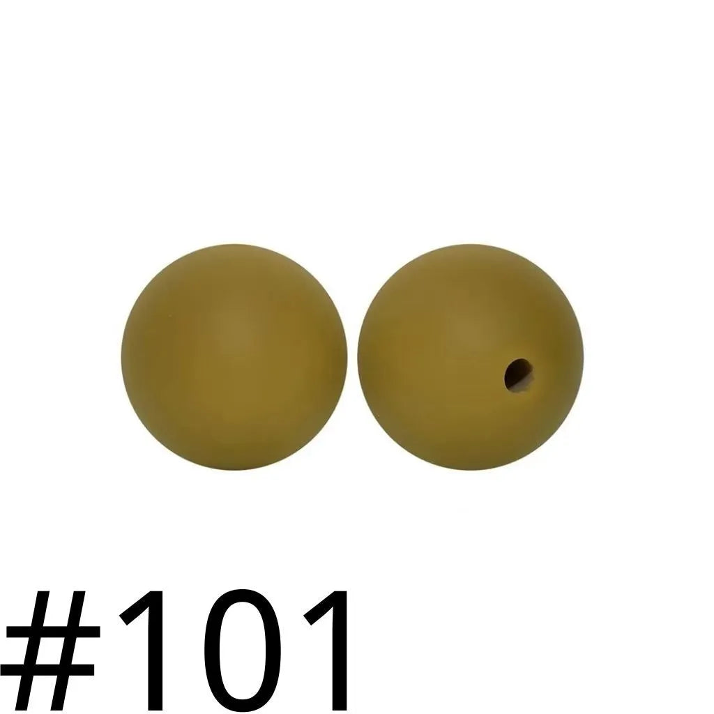 Silicone Beads, Solid Colors, 15 mm