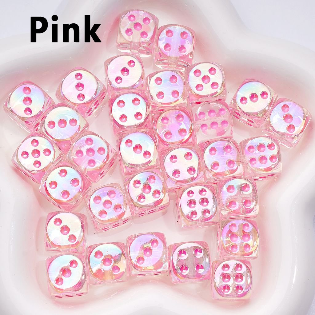 UV Coating Translucent Color Dice Shape Acrylic Beads, Around 14MM