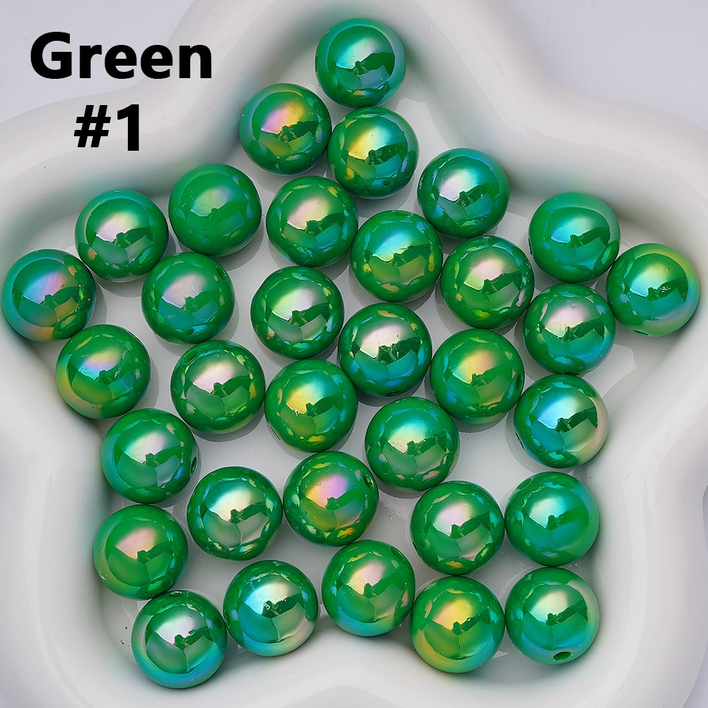 UV Coating Shiny Solid Color Round Acrylic Beads, 16MM