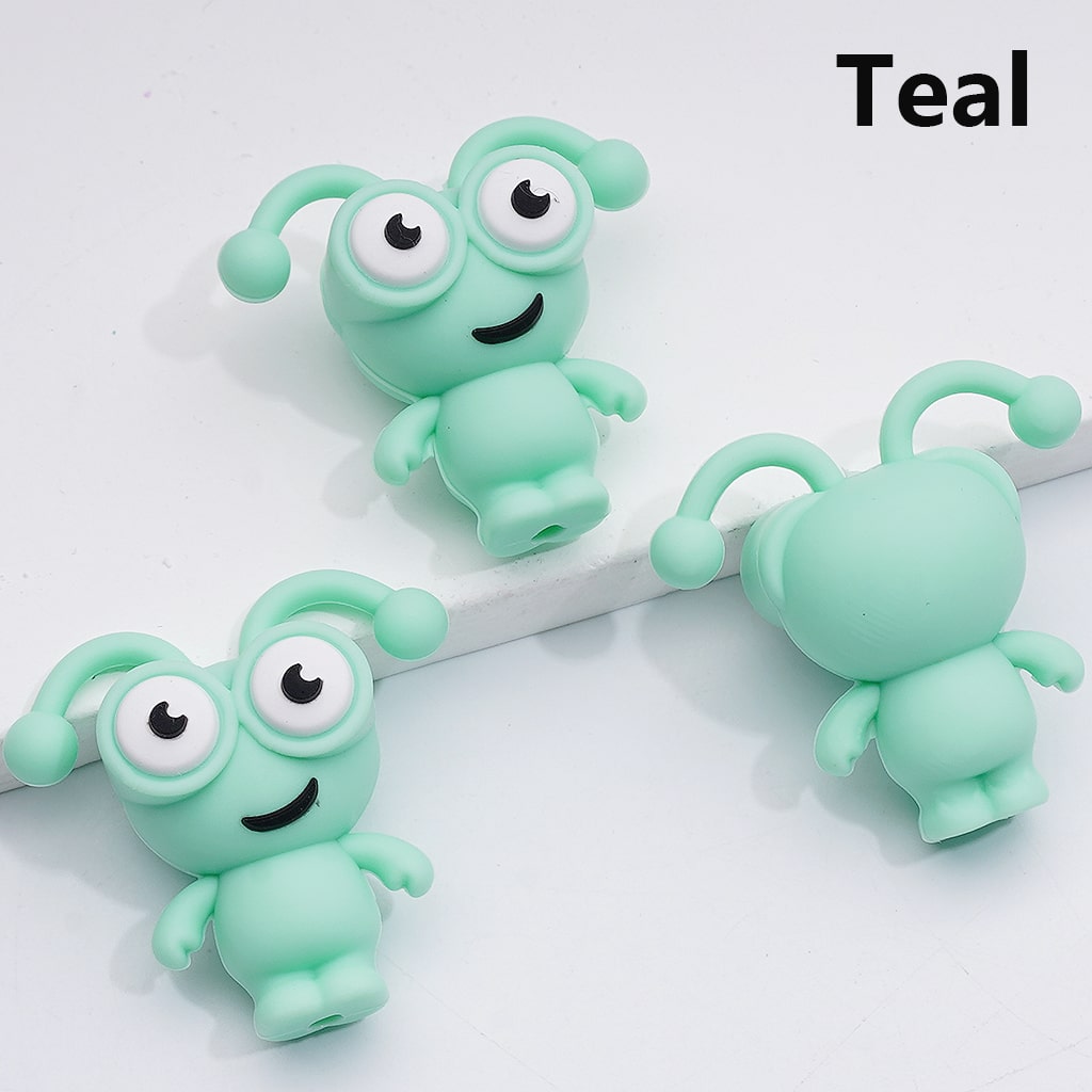 3D Mini Multi-color Bug Worm Insect with Big Eyes Silicone Focal Beads