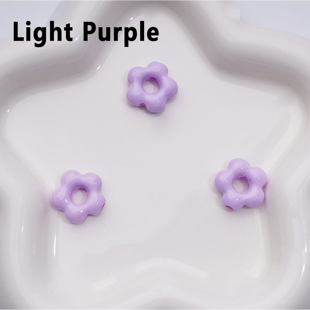 Solid Color Mini Cute Flowers with Large Hole Acrylic Beads, Around 20MM
