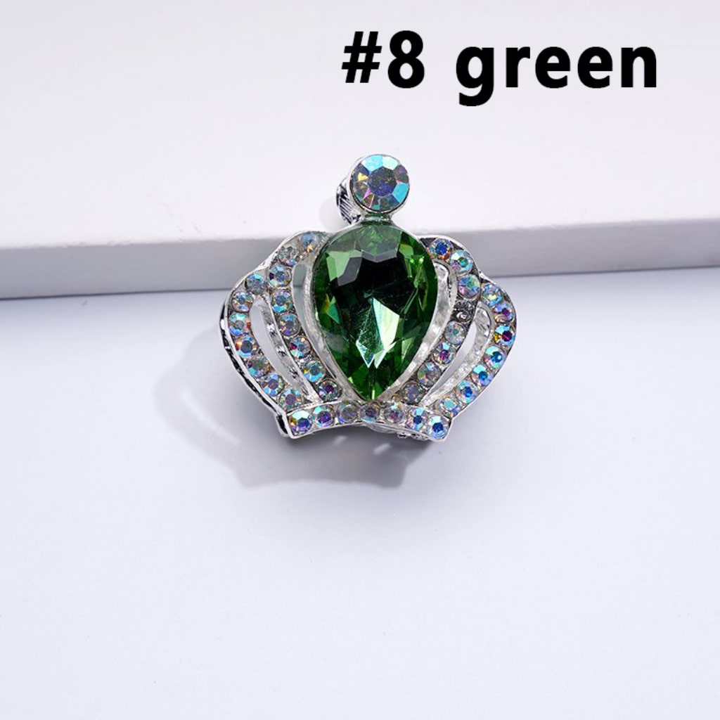 Bling Bling Silver Alloy Crown with Mini AB Rhinestones Colorful Water Drops Beads, Around 24*23MM