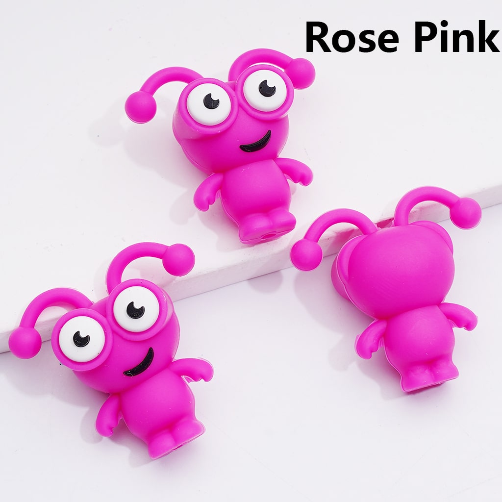 3D Mini Multi-color Bug Worm Insect with Big Eyes Silicone Focal Beads