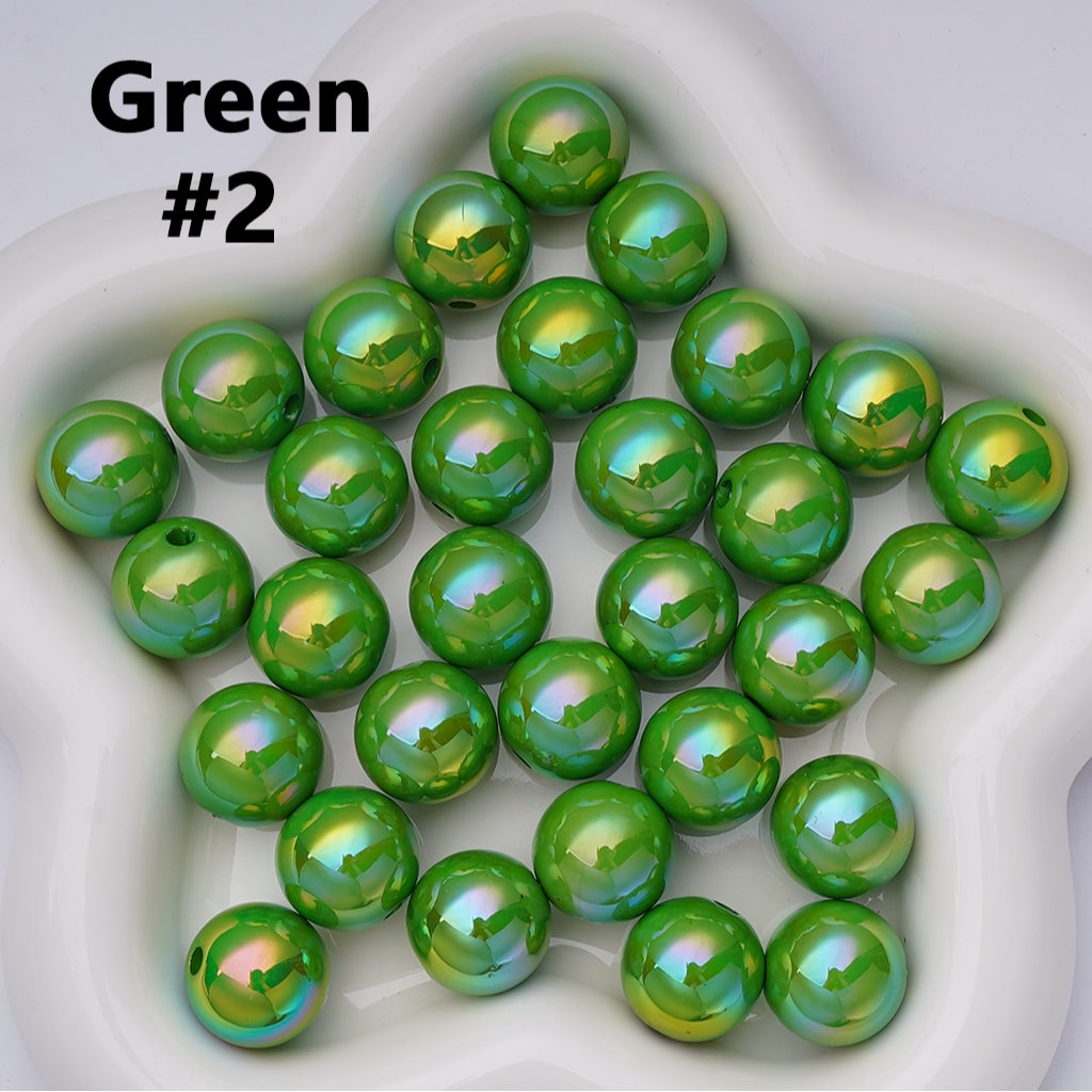 UV Coating Shiny Solid Color Round Acrylic Beads, 16MM