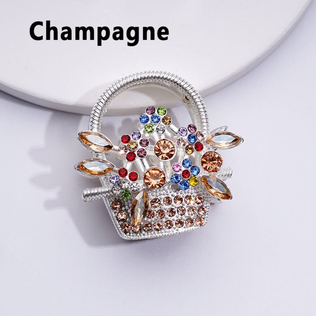 Bling Bling Fancy Silver Alloy Flower Basket Beads with Multi-Color Shiny Rhinestones, Around 37*37MM