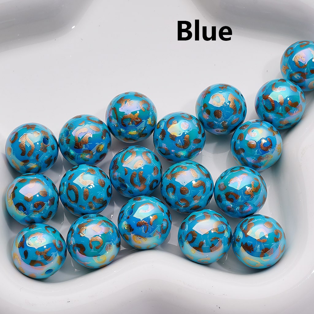 UV Coating Gold Lepoard Prints Round Acrylic Beads in Solid Color, 16MM (Single Color is available for 200pcs(Whole bag))