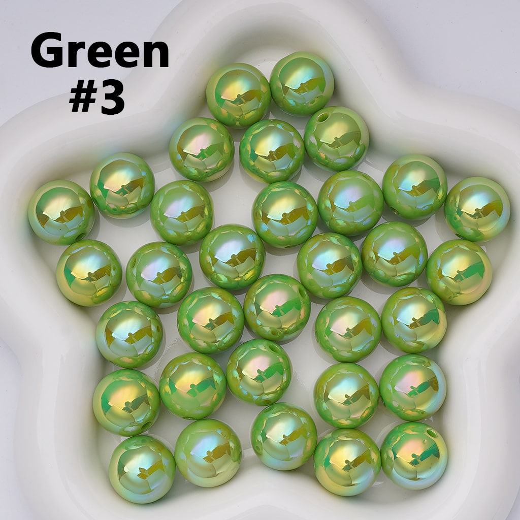 UV Coating Shiny Solid Color Round Acrylic Beads, 16MM