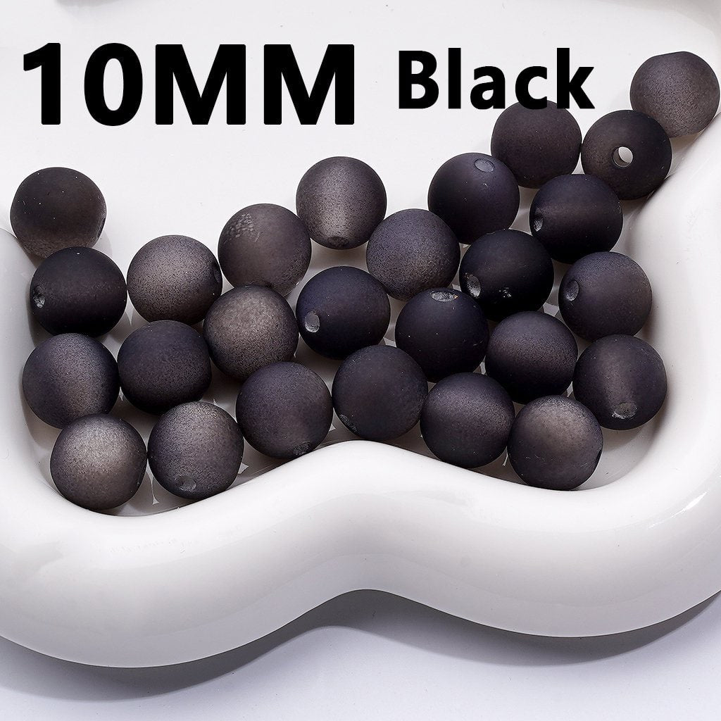 Multi-Color Cat Eye Style Frosted Matte Round Acrylic Beads, 10MM