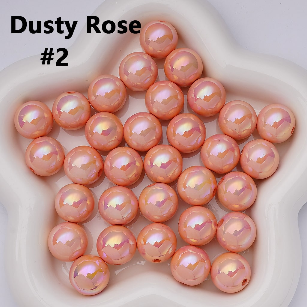 UV Coating Shiny Solid Color Round Acrylic Beads, 16MM