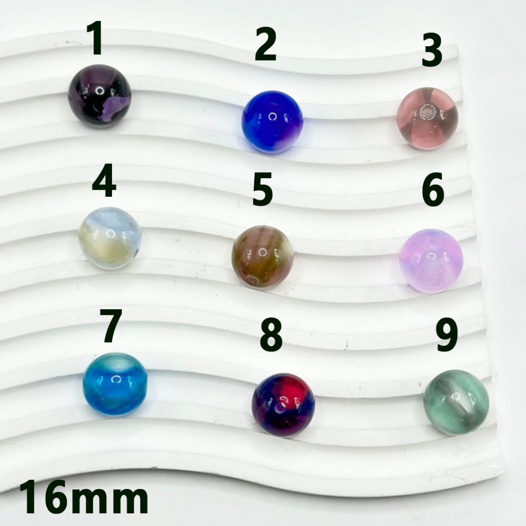 Galaxy Abstract Design Translucent Colorful Round Acrylic Beads, 16MM