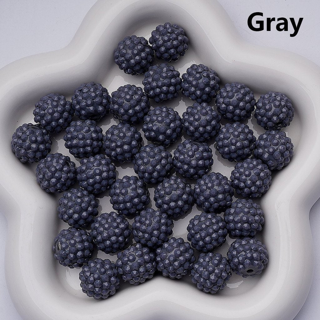 Solid Color Rhinestones Waxberry Ball Round Acrylic Beads, 16MM