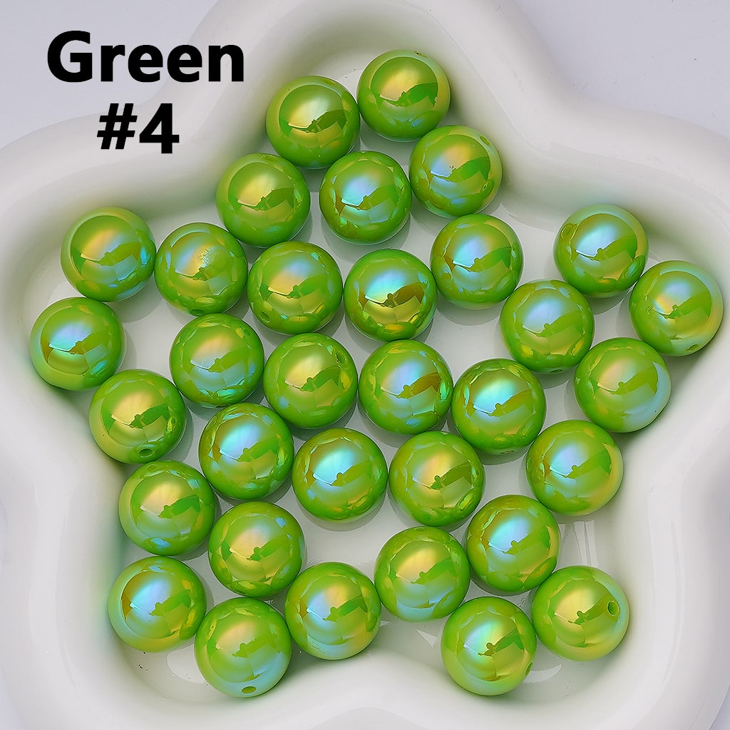 UV Coating Shiny Solid Color Round Acrylic Beads, 16MM
