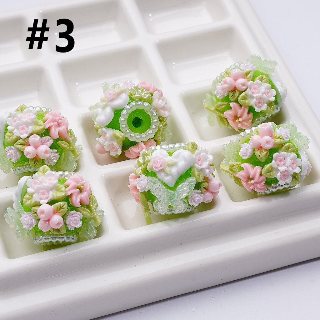 Exquisite Mini Cute Flowers Glitter Butterflies White Pearls Shiny Stars Acrylic Beads, Around 20*16MM