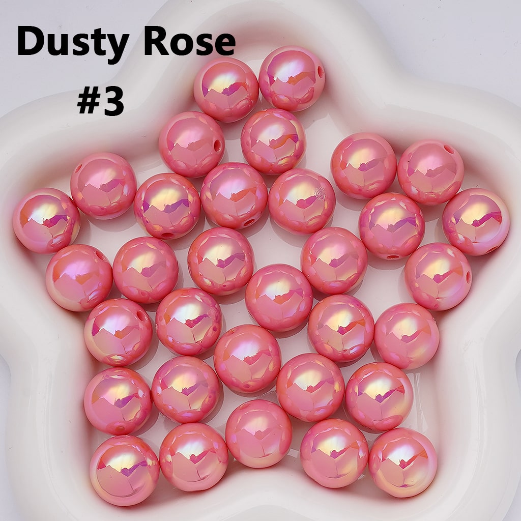 UV Coating Shiny Solid Color Round Acrylic Beads, 16MM