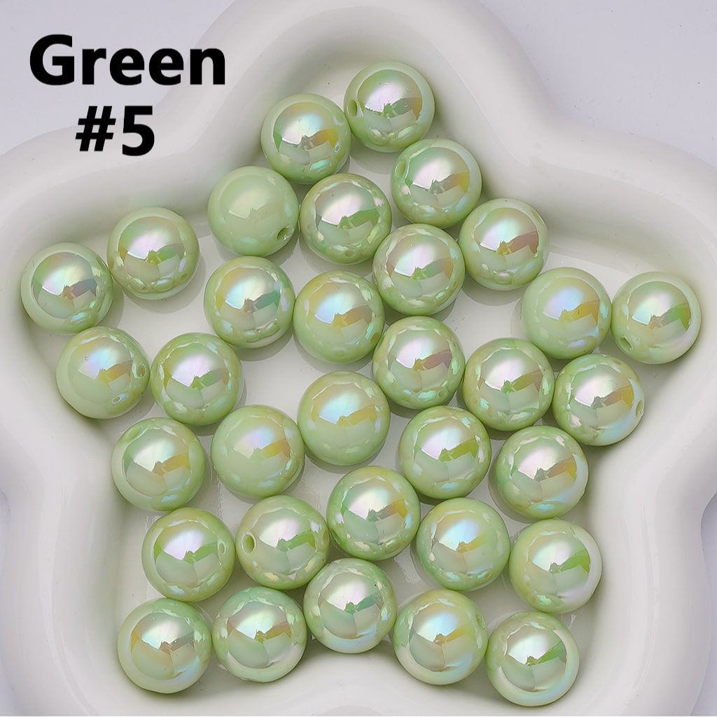 UV Coating Shiny Solid Color Round Acrylic Beads, 16MM