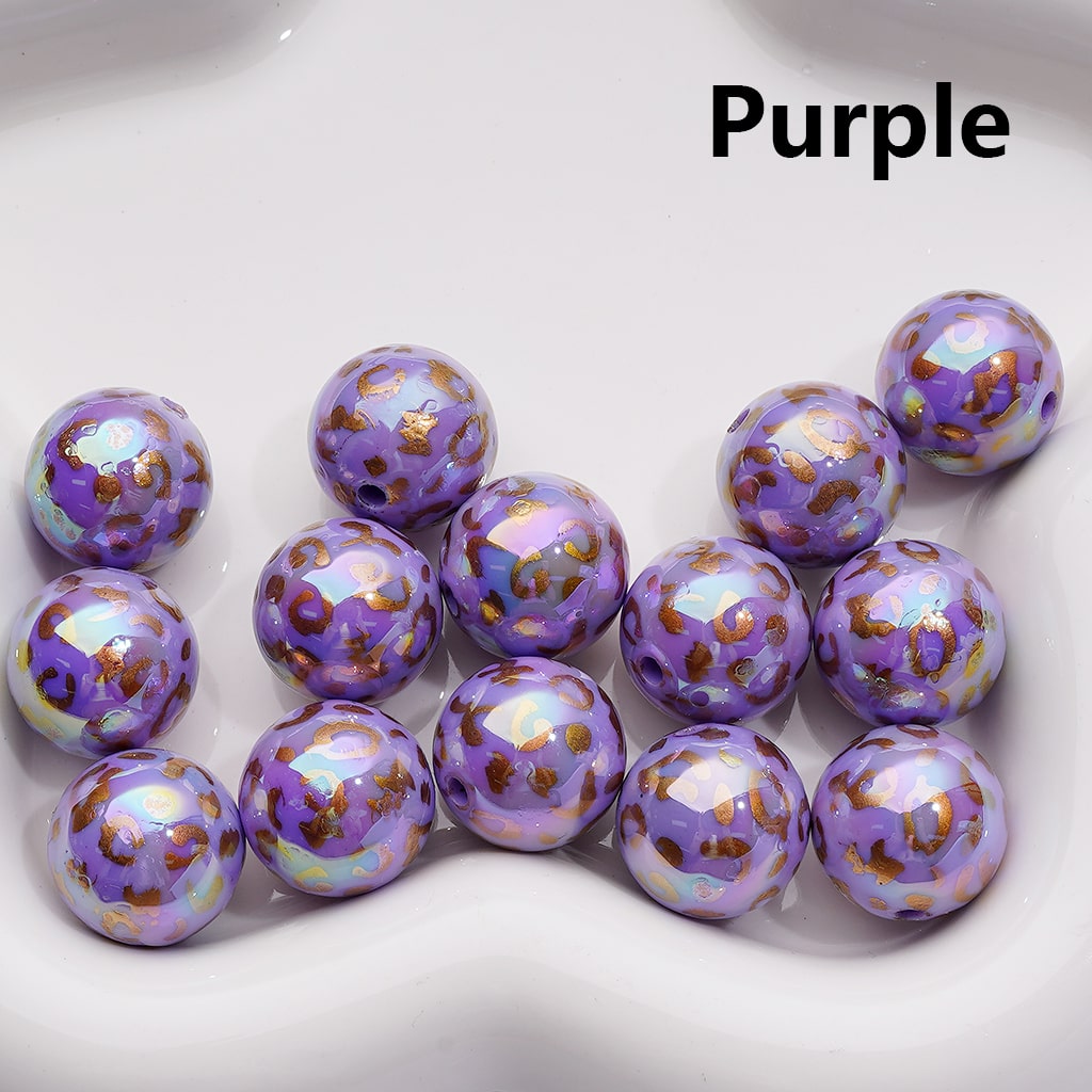 UV Coating Gold Lepoard Prints Round Acrylic Beads in Solid Color, 16MM (Single Color is available for 200pcs(Whole bag))