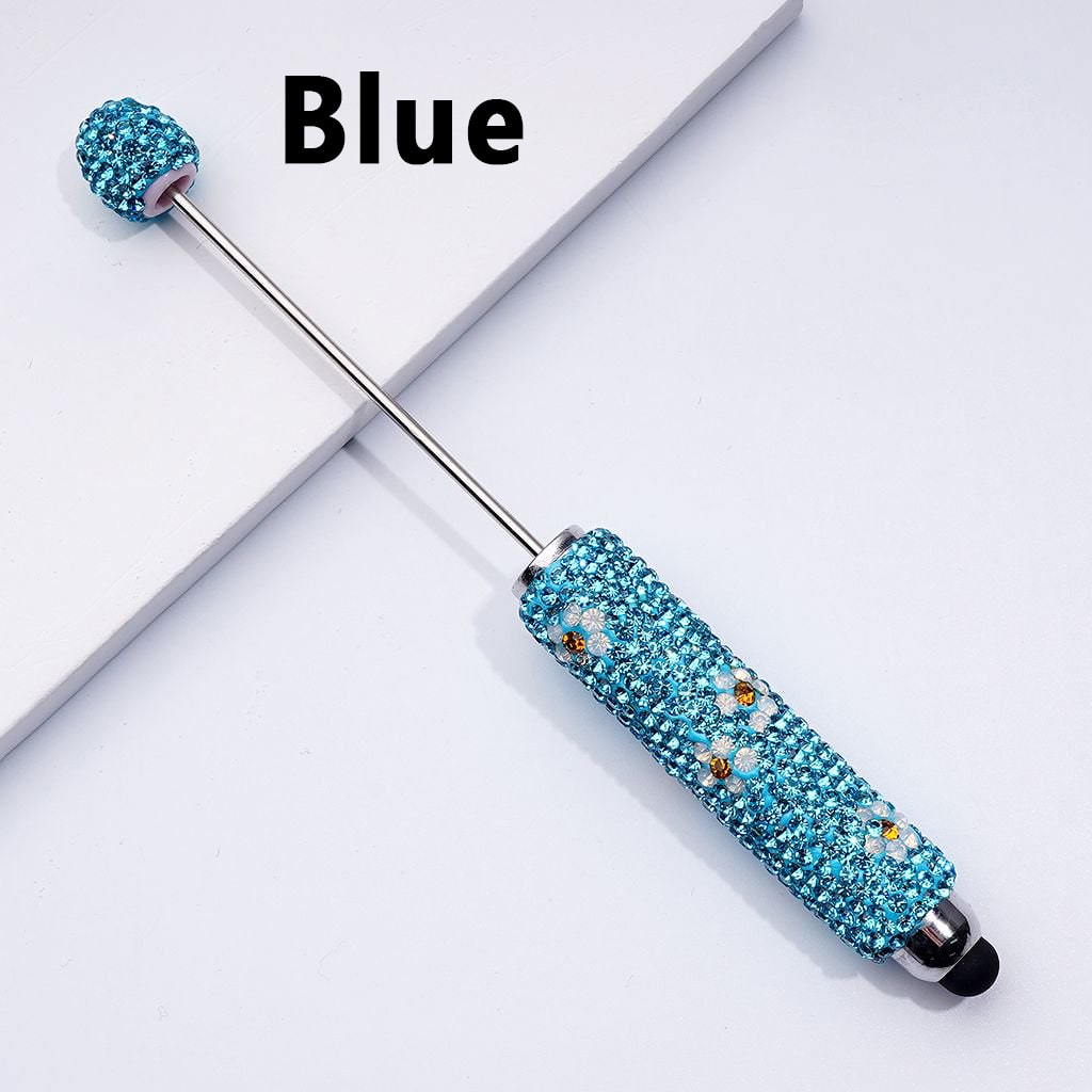 Beadable Clay Stylus Pen with Mini Cute Flowers Multi-Color Shiny Rhinestones