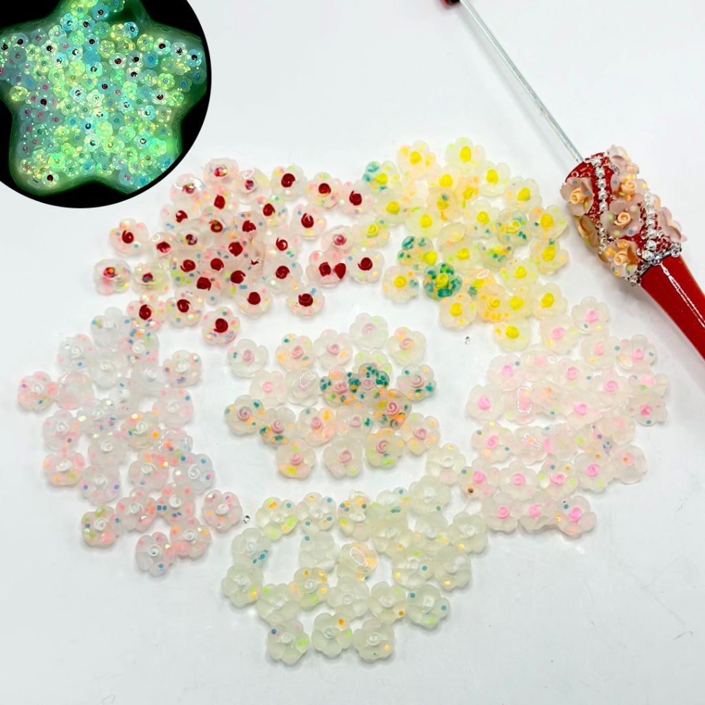 Luminous Mini Cute Colorful Flowers for DIY Accessories Ornament Decorations, 9MM