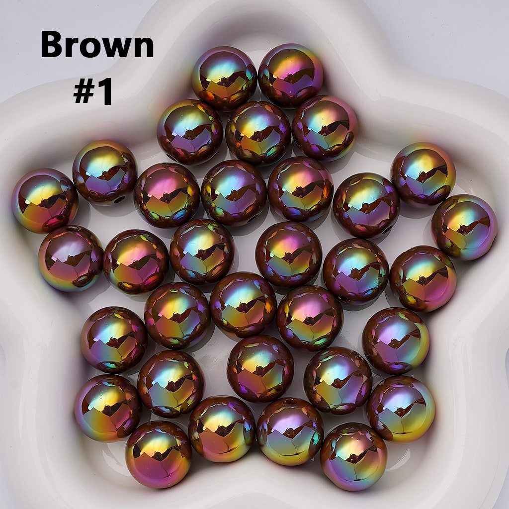 UV Coating Shiny Solid Color Round Acrylic Beads, 16MM