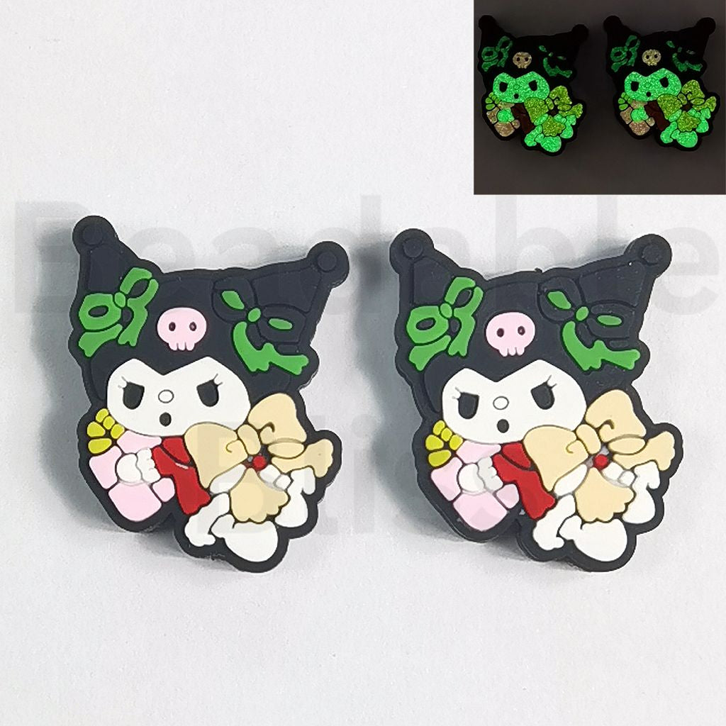 Luminous Cute Kurom with Bowknot Christmas Silicone Focal Beads