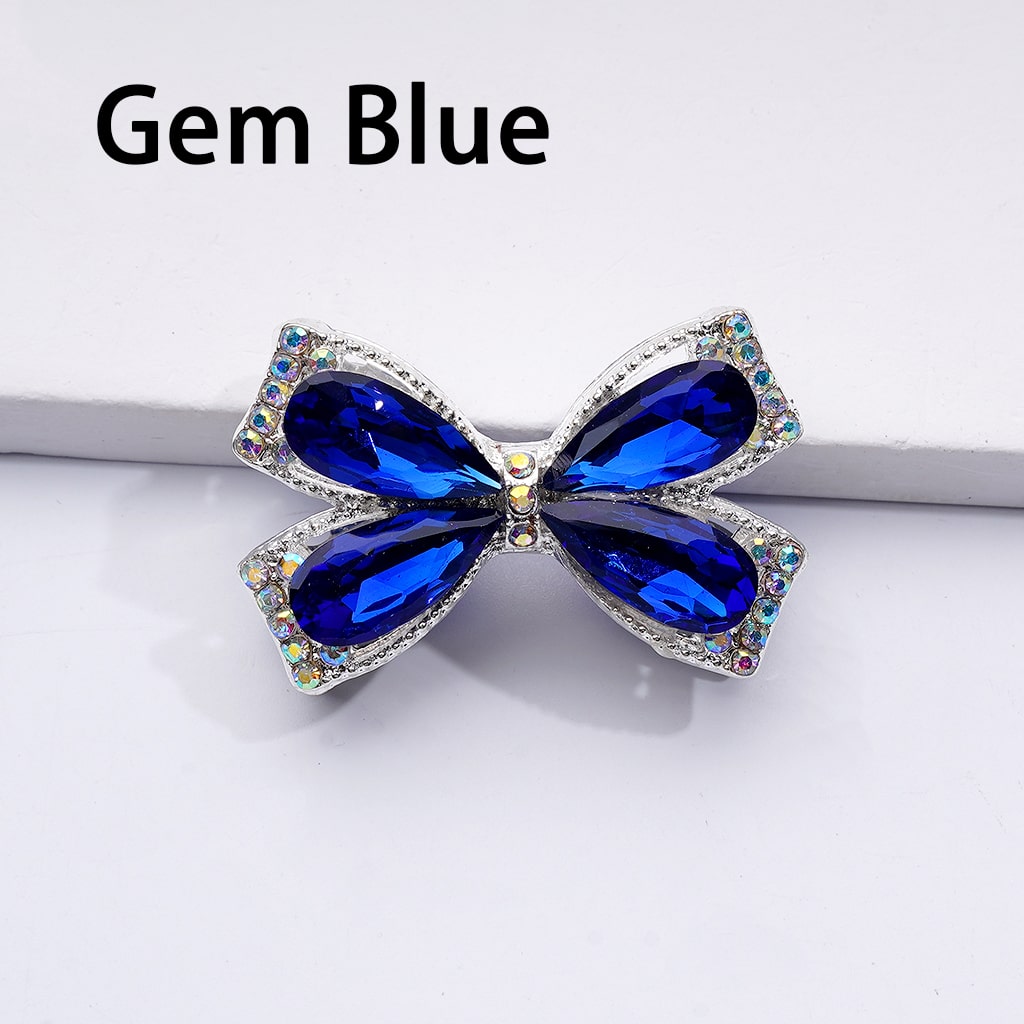Exquisite Fancy Silver Alloy Bowknots Beads with Shiny Rhinestones, 24*38MM