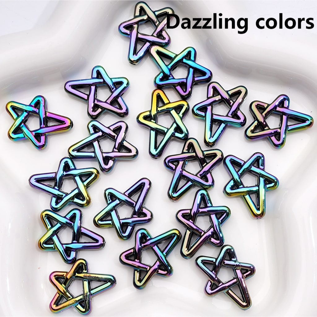 Acrylic Beads UV Coating Shiny Five-Pointed Star, Multi-Color, 19*24MM (Single Color is available for 500pcs(Whole Bag))
