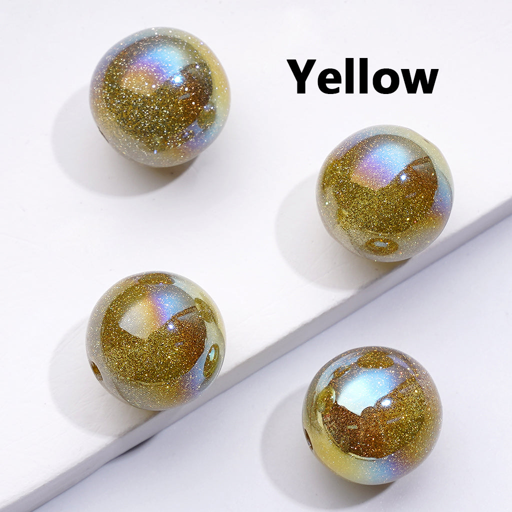Extra Glossy Acrylic Beads with Double Glitter, High End Finish