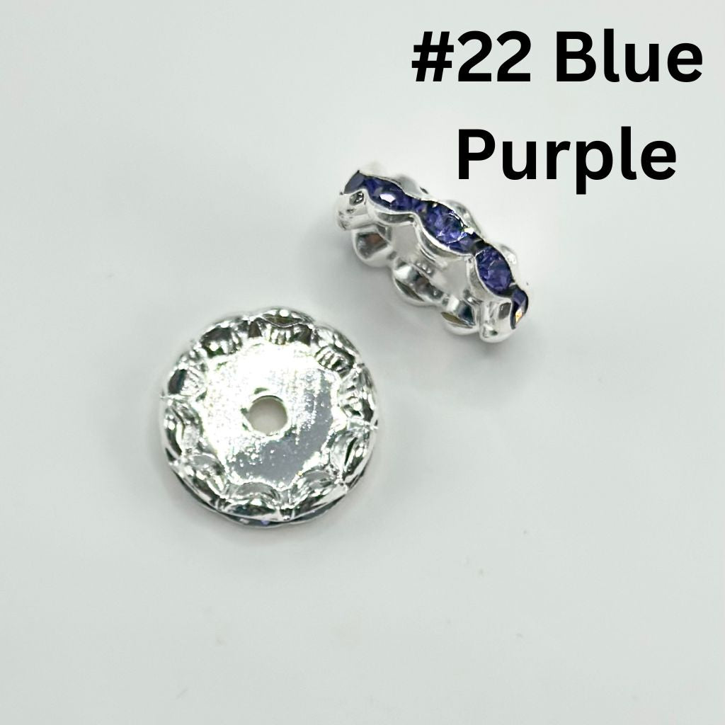Crimp Beads, Metal Wave Shape Spacers with Rhinestones in Solid Colors, 15mm