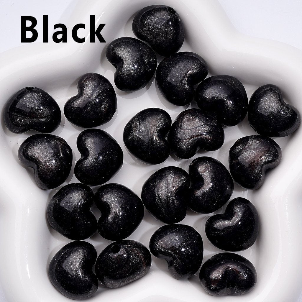 Glossy Shiny Glitter Multi-Color Hearts Acrylic Beads, Around 22*18MM
