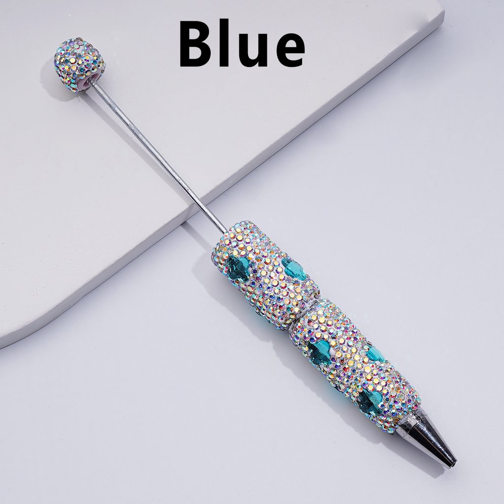 Beadable Clay Pens with Cute Shiny Four-Leaf Clover AB Rhinestones Covered the Entire Pen