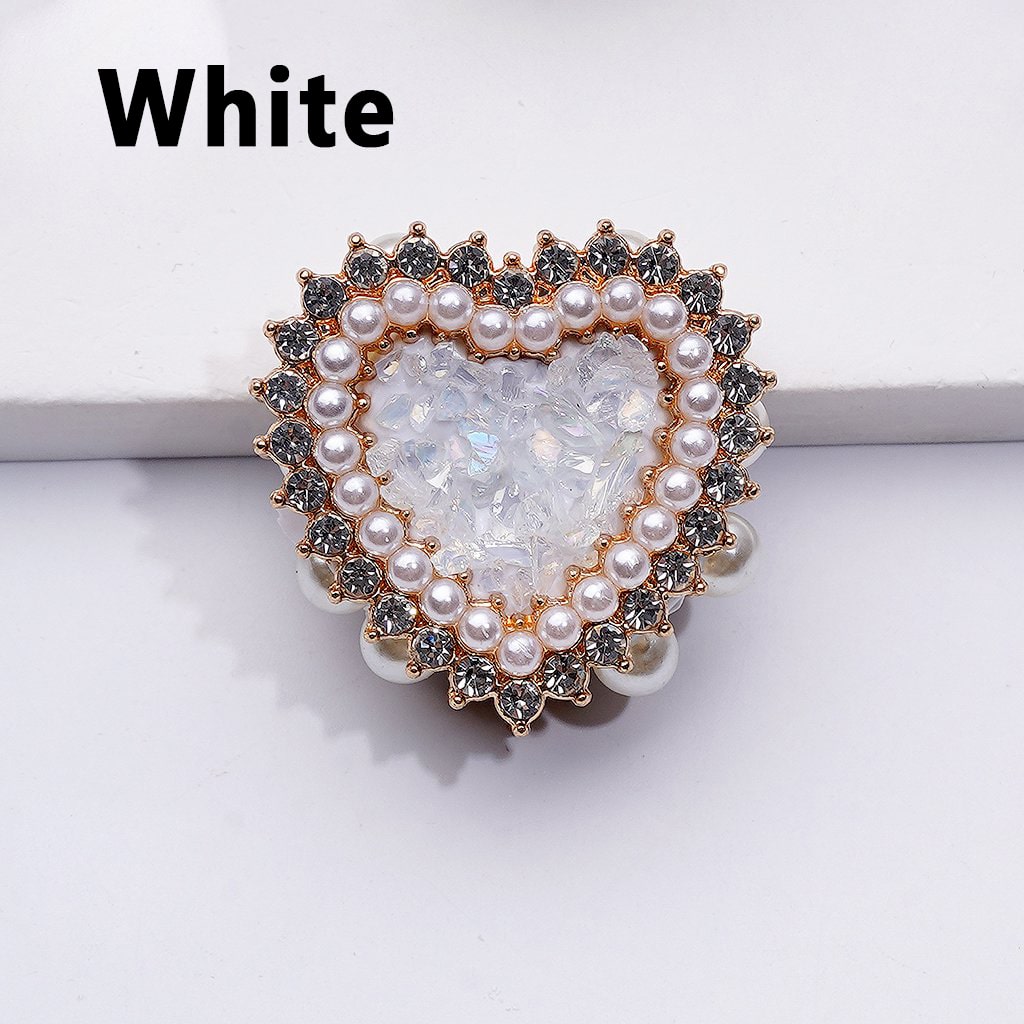 Bling Bling Fancy Gold Alloy Heart with Shiny Rhinestones White Pearls Mini Stones Rocks Clay Beads, Around 28*28*13MM