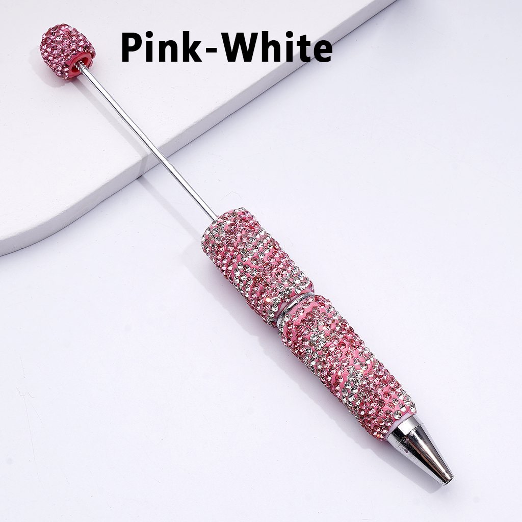 Beadable Clay Pens with Oblique-Stripe Double Color Rhinestones Covered the Entire Pen