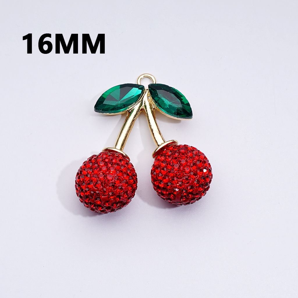 Delicate Vivid Gold Alloy Multi-color Clay Strawberry Pendants for Jewelry Accessories, 12MM, 14MM, 16MM, 20MM