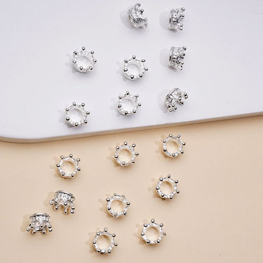 絶妙なシルバー合金クラウンビーズ、約10×7MM