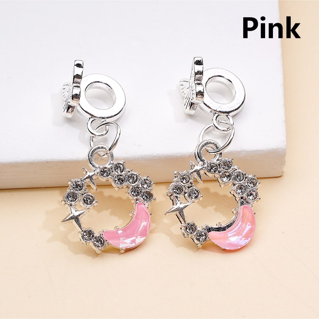 Alloy Bail Beads Dangle Charm Pendant Jewelry Accessories Butterfly Crescent Moon Rhinestones Silver