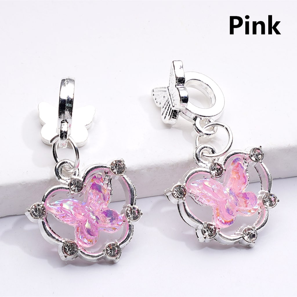 Alloy Bail Beads Dangle Charm Pendant Jewelry Accessories Butterfly Rhinestones Silver