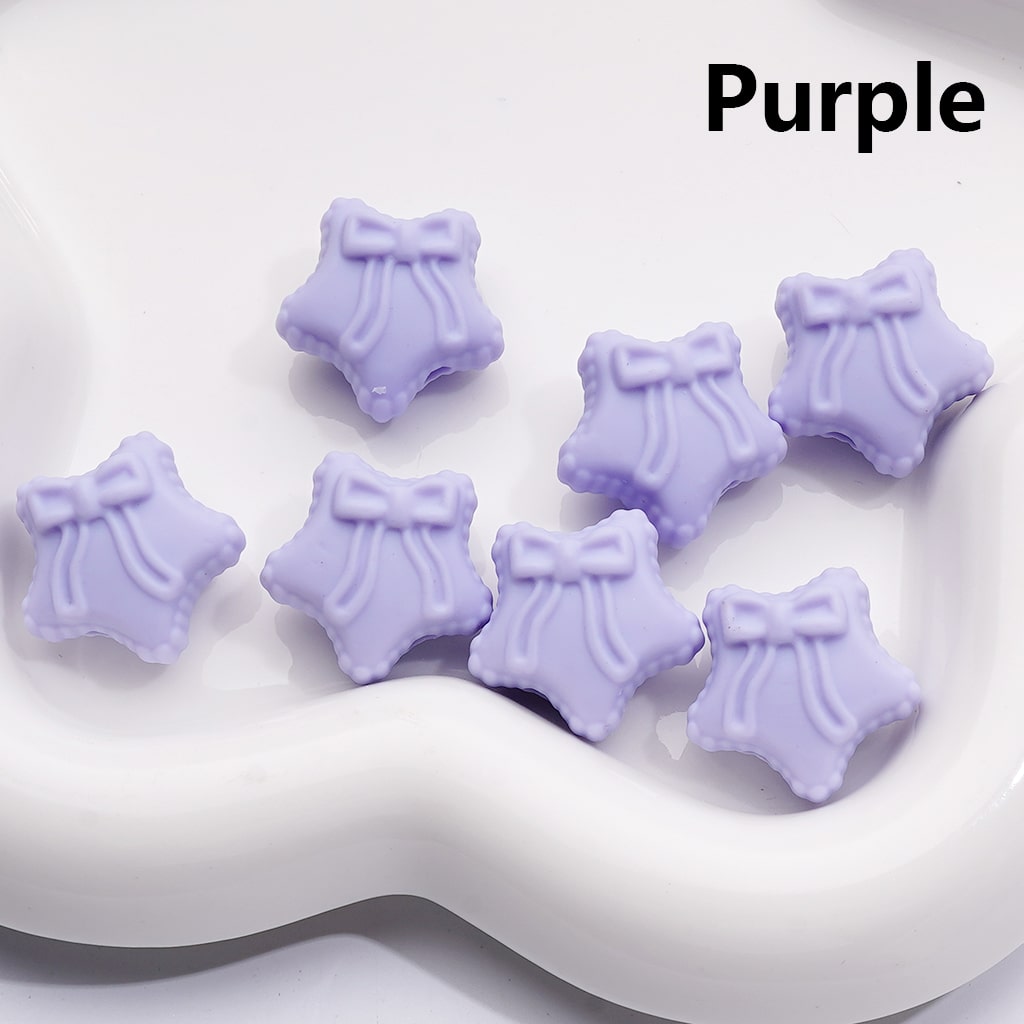 Acrylic Beads Rubber Coating Five-Pointed Star with Bowknots, Multi-Color, 20MM (Single Color is available for 200pcs(Whole Bag))