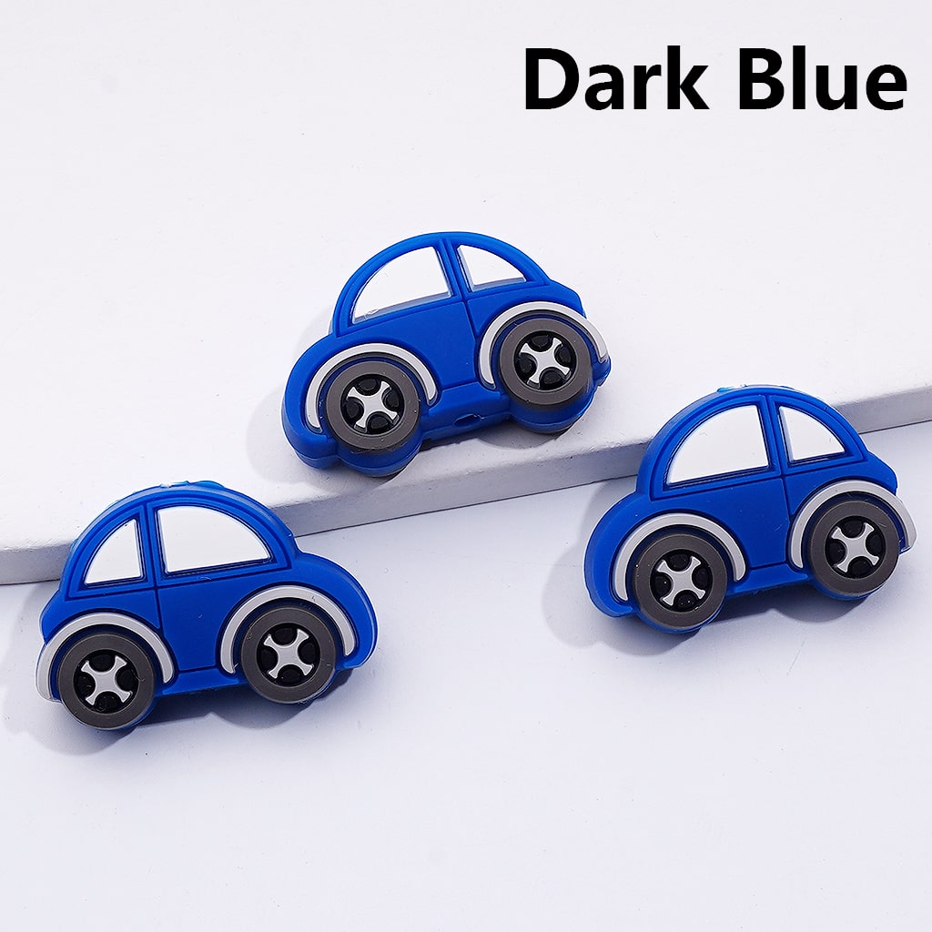 Silicone Focal Beads Cute Mini Vehicles Cars Multi-Color