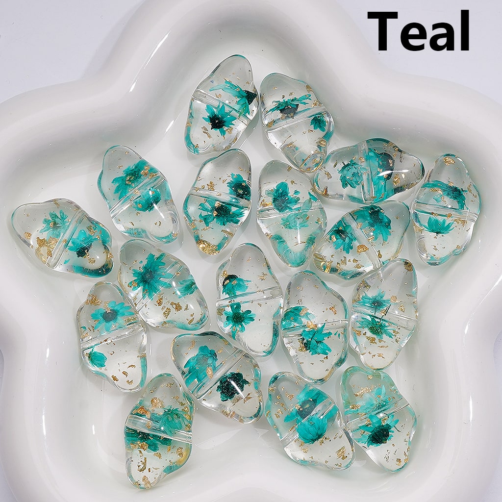 Multi-Color Dried Flowers Gold Foil Paper Inside Clear Cloud Acrylic Beads, 13*22MM (Single Color is available for 200pcs(Whole bag))