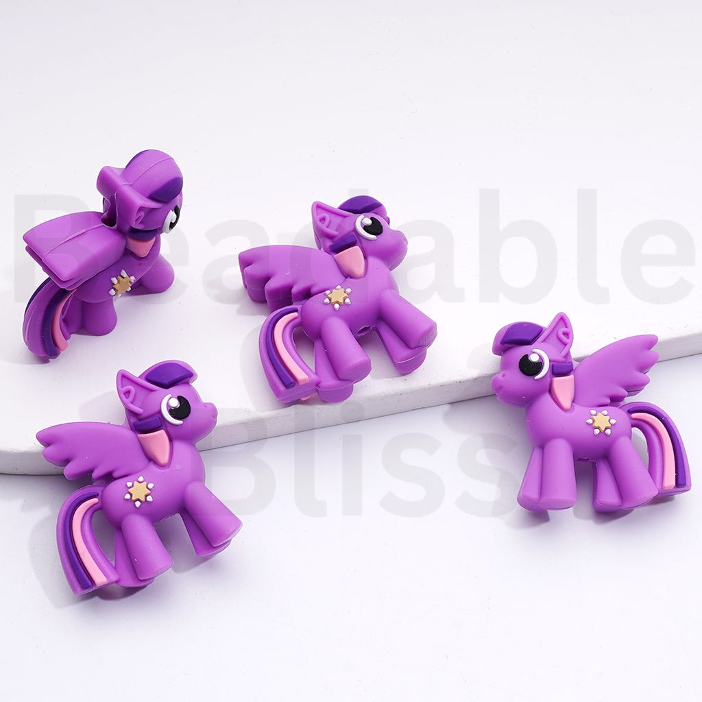 Silicone Focal Beads 3D My Littl Pon Series Twiligh Sparkl Pinki Pi Rainbo Das Rarit