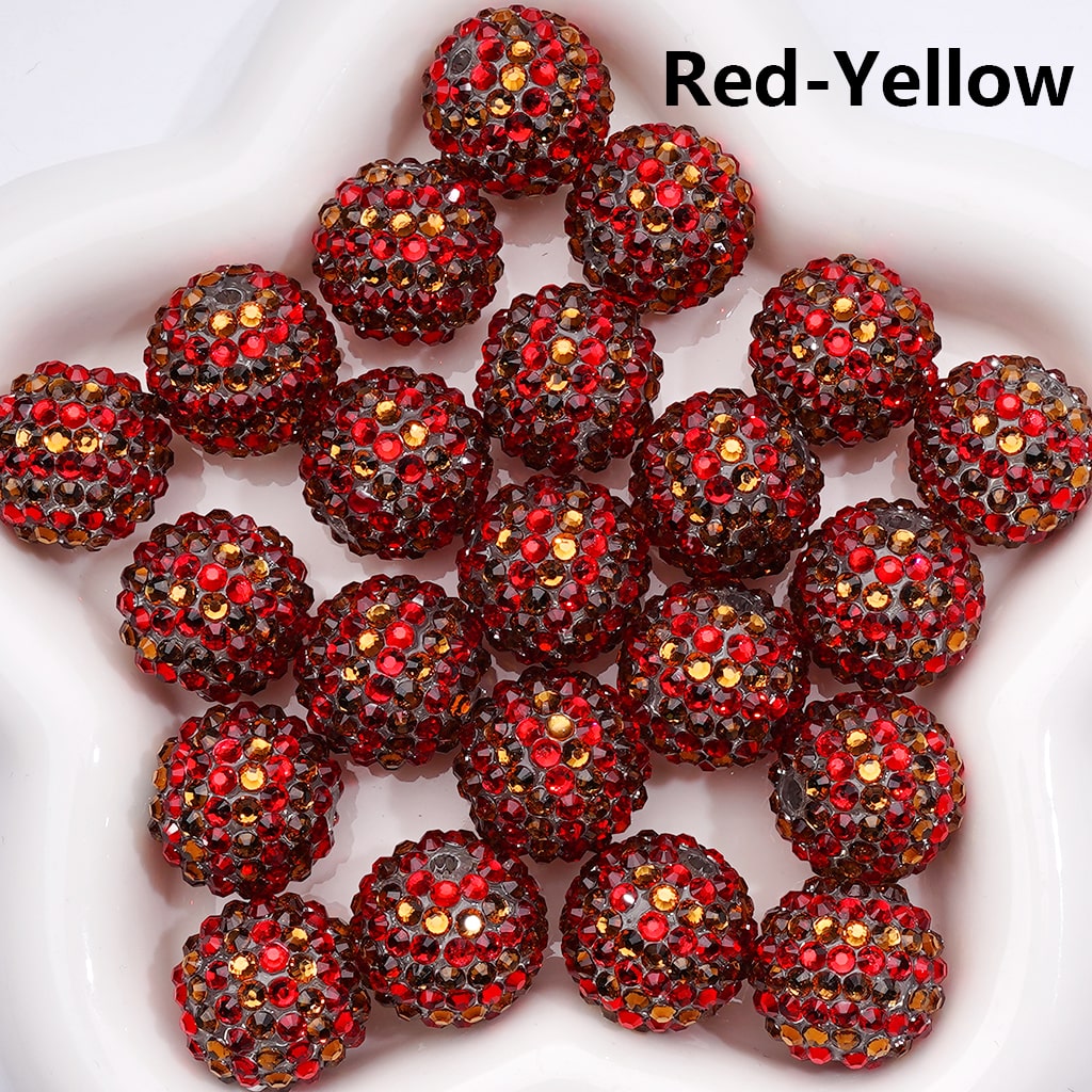 Double Color Shiny Rhinestones Stripes Round Acrylic Beads, 20MM