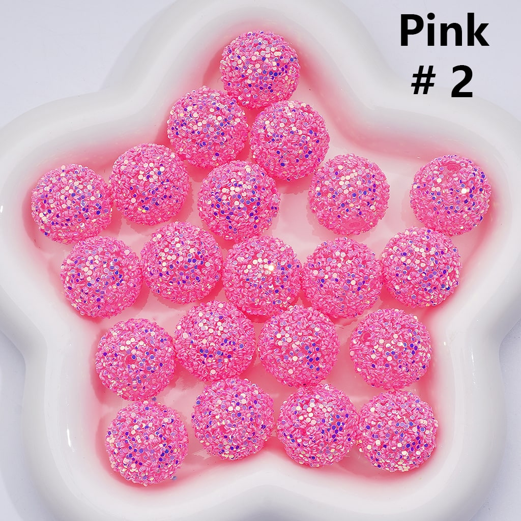 Multi-Color Shiny Confetti Clear Round Acrylic Beads, 20MM