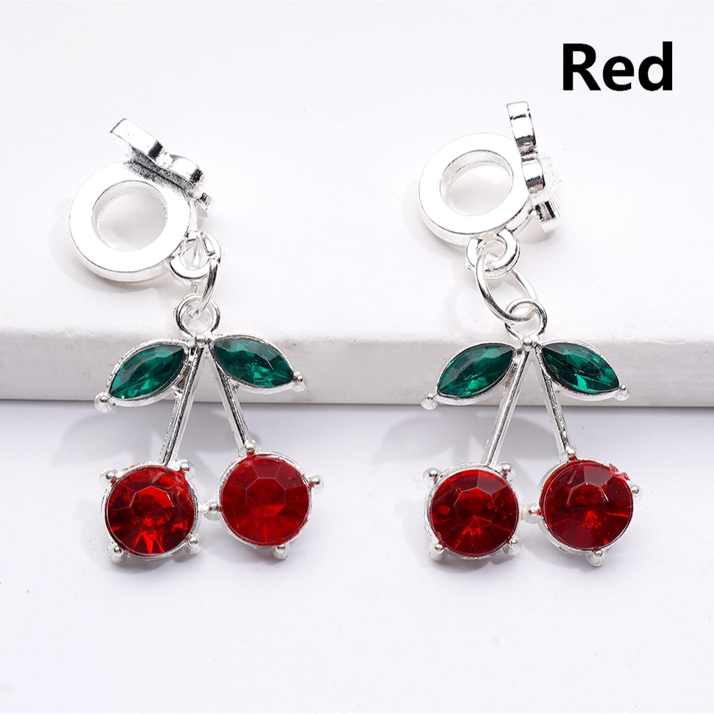 Alloy Bail Beads Dangle Charm Pendant Jewelry Accessories Butterfly Cherry Rhinestones Silver