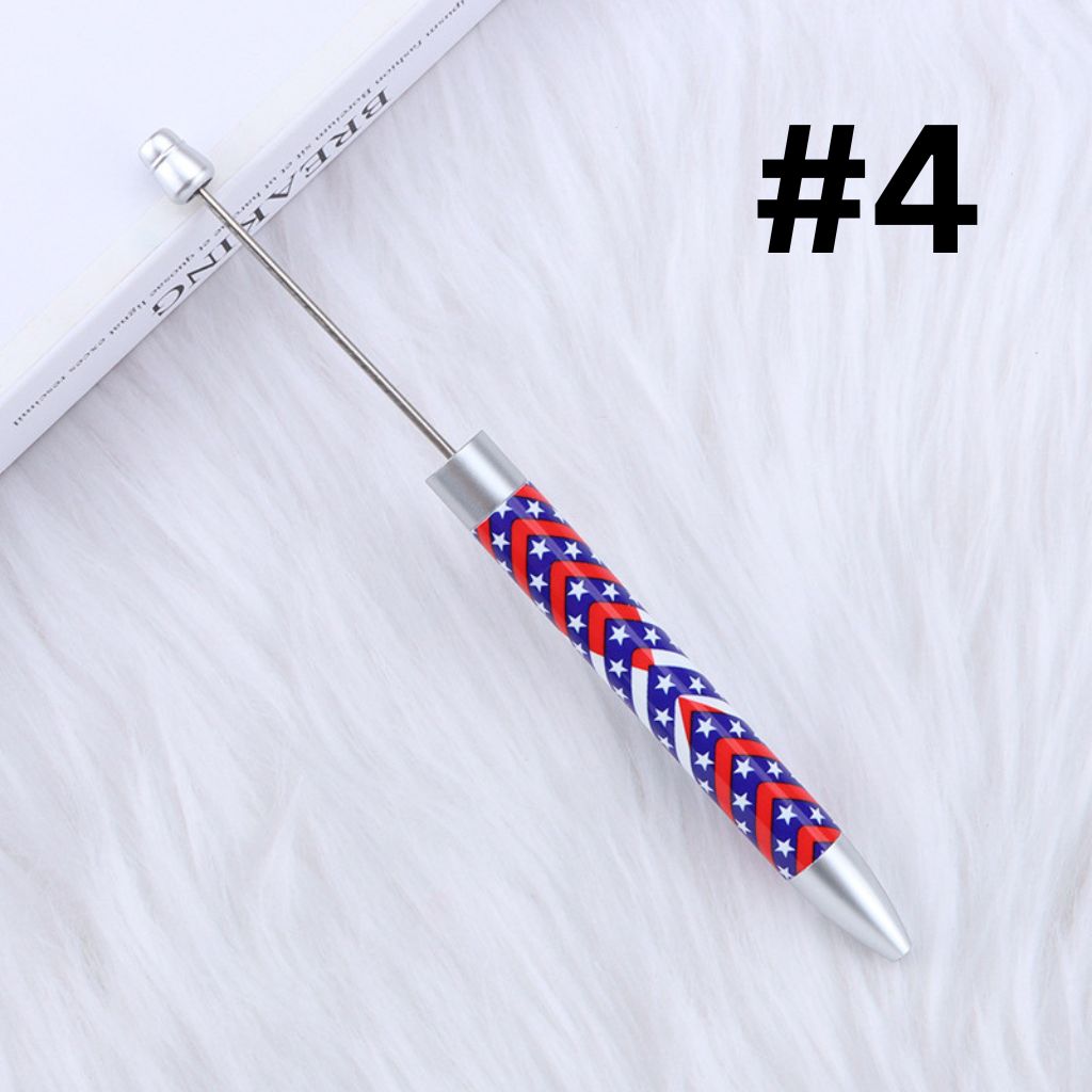 DIY Beadable Plastic USA America National Flags Printed Pens, 167MM