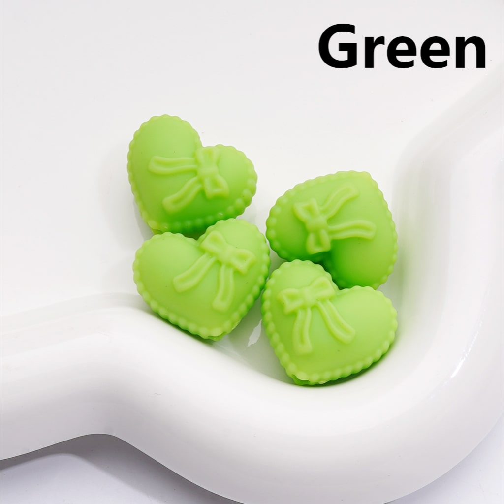 Acrylic Beads Rubber Coating Heart Shape with Bowknots, Multi-Color, 18*20MM (Single Color is av available for 200pcs(Whole Bag))