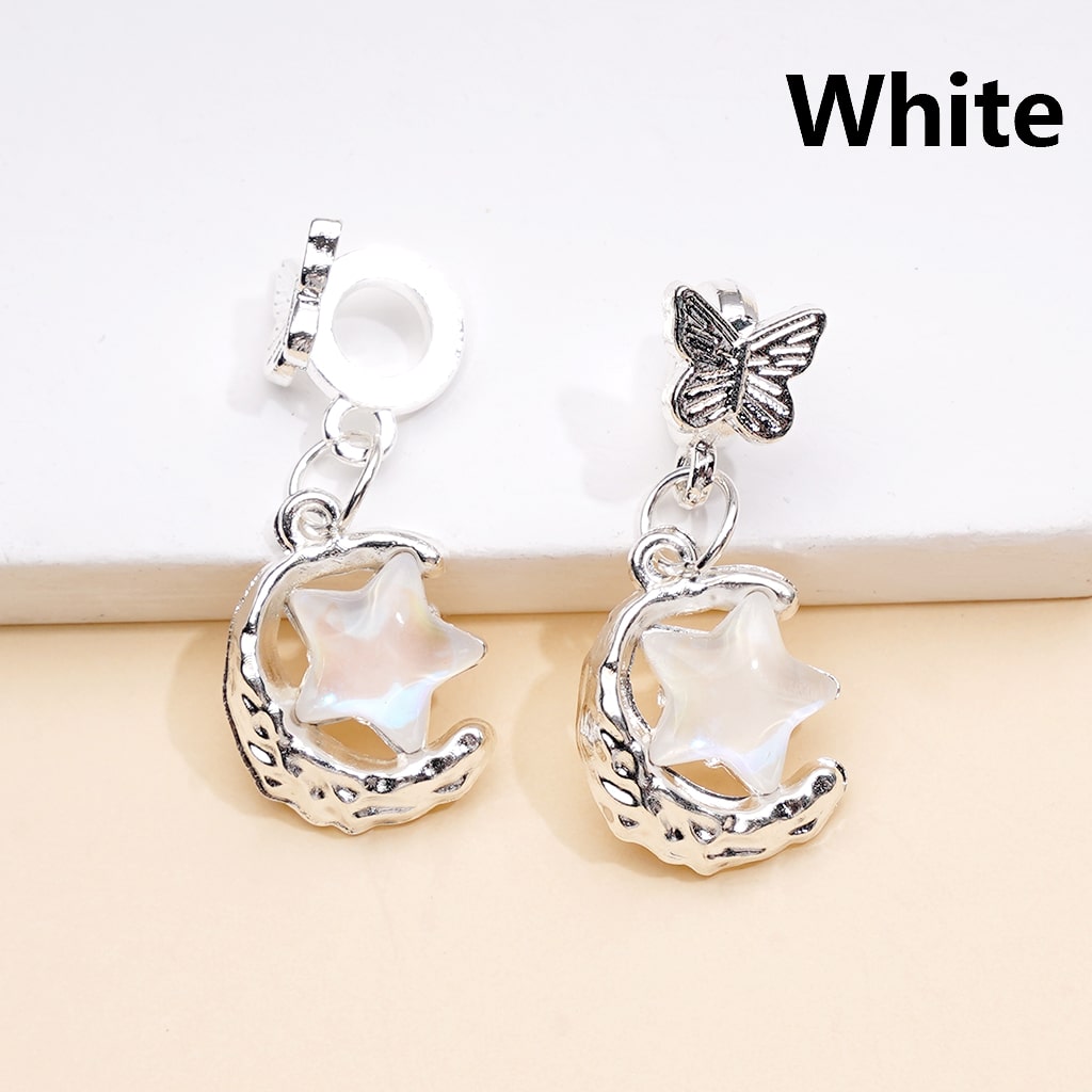 Alloy Bail Beads Dangle Charm Pendant Jewelry Accessories Butterfly Star Rhinestones Silver