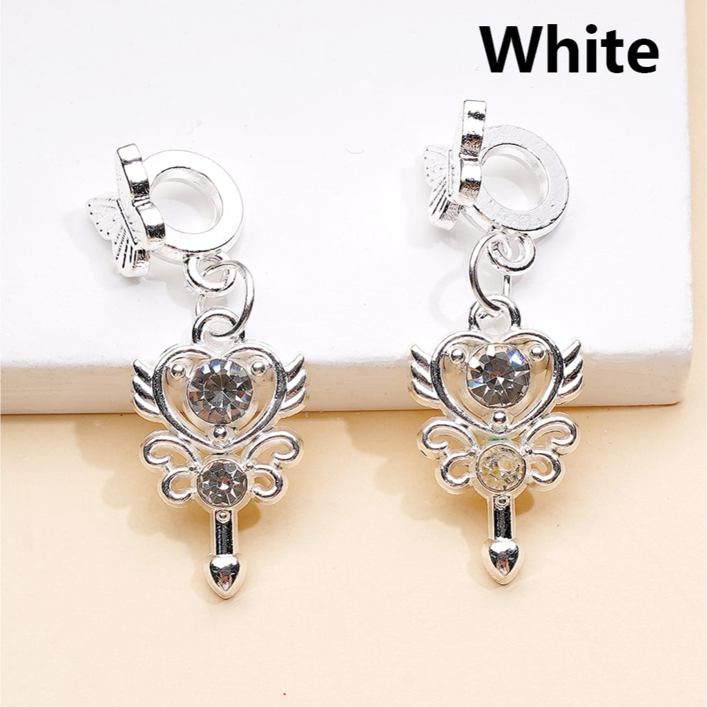 Alloy Bail Beads Dangle Charm Pendant Jewelry Accessories Butterfly Heart Goddess of Love Arrow Shiny Rhinestones Silver