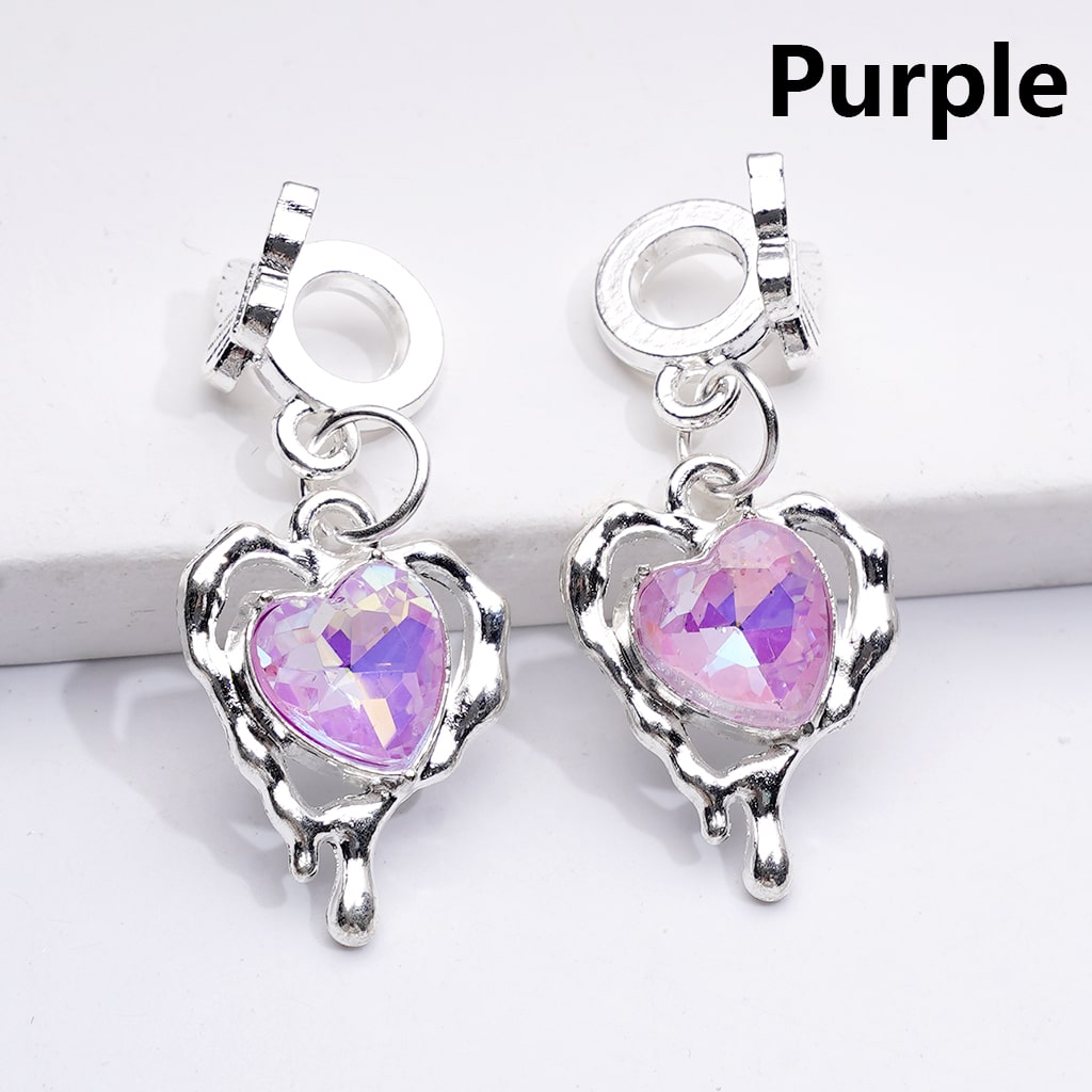 Alloy Bail Beads Dangle Charm Pendant Jewelry Accessories Butterfly Heart Rhinestones Silver